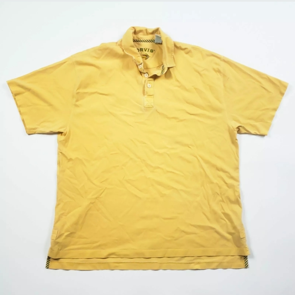 ORVIS Mens Size XLarge 100% Cotton Yellow Polo